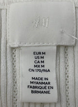 Load image into Gallery viewer, H&M Womens White Ribbed Short Sleeve Round Neck Regular Fit Blouse Top Size M