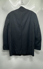 Load image into Gallery viewer, Umberto Ferrari Mens Black Striped Notch Lapel Three-Button Blazer Size 44L-38W