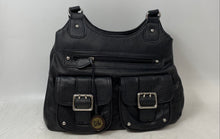 Load image into Gallery viewer, The Sak Womens Black Pebbled Leather Double Handle Zip Top Lined Shoulder Bag