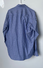 Load image into Gallery viewer, Bugatchi Uomo Mens Blue Striped Long Sleeve Collared Button-Up Shirt Size Medium