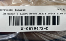 Load image into Gallery viewer, DW Womens Light Brown Leather Side Zip Block Heel Ankle Booties Size 5