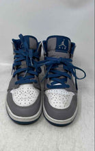 Load image into Gallery viewer, Nike Kids Air Jordan 1 Mid White Gray Blue Lace-Up Sneaker Shoes Size 5.5Y