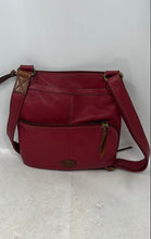 Load image into Gallery viewer, Fossil Womens Red Leather Adjustable Strap Outer Pockets Zip Top Crossbody Bag