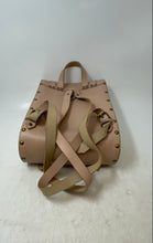 Load image into Gallery viewer, HandStuff Womens Light Pink Faux Leather Studded Double Buckle Flap Backpack