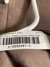 Load image into Gallery viewer, Calvin Klein Womens Brown Suede Short Sleeve Round Neck Zip-Up Mini Dress Size 6