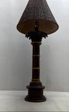 Load image into Gallery viewer, Brown Bamboo Table Lamp With Woven Rattan Wicker Shade Not Tested