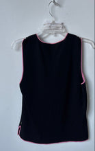 Load image into Gallery viewer, BCBGMaxazria Womens Black Pink Piping Sleeveless Round Neck Blouse Top Size L
