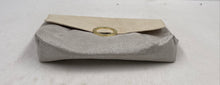 Load image into Gallery viewer, Bvlgari Parfums Womens Silver-Tone Cream Shimmer Magnetic Flap Cosmetic Bag