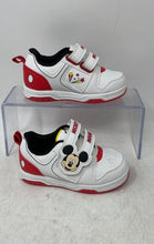 Load image into Gallery viewer, Disney Mickey Mouse Kids White Red Low Top Hook & Loop Sneaker Shoes Size 7