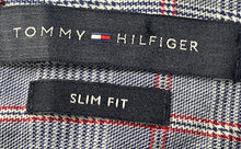 Load image into Gallery viewer, Tommy Hilfiger Mens Blue Plaid Cotton Slim Fit Long Sleeve Dress Shirt Size L