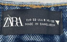 Load image into Gallery viewer, Zara Womens Blue Denim Cotton Join Life 5-Pocket Design Raw Hem Straight Jeans 0