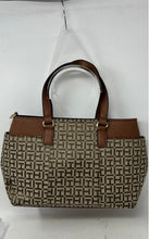 Load image into Gallery viewer, Tommy Hilfiger Womens Evelyn II Brown Monogram Double Handle Satchel Handbag