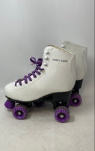Load image into Gallery viewer, Skate Gear Unisex White Purple Leather Lace-Up Quad Roller Skates Size 7
