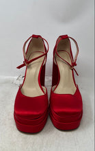 Load image into Gallery viewer, Unbranded Womens Red Leather Ankle Strap Block Platform Heels Size 5.5