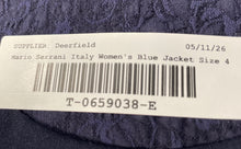 Load image into Gallery viewer, Mario Serrani Italy Womens Blue Floral Long Sleeve Open Front Blazer Jacket Sz 4