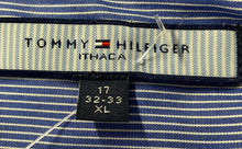 Load image into Gallery viewer, Tommy Hilfiger Mens Blue Striped Cotton Long Sleeve Collared Dress Shirt Size XL