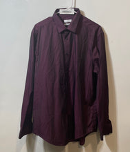 Load image into Gallery viewer, Calvin Klein Mens Wine Long Sleeve Collared Slim-Fit Dress Shirt Size 17 34/35