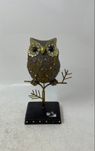 Load image into Gallery viewer, Ross Brown Embellished Owl Standing On Branch Decorative Tabletop Sculpture