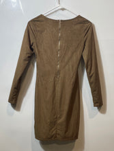 Load image into Gallery viewer, Guess Women Beige Williamsburg Faux Suede Long Sleeve Short Mini Dress Size XS