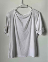 Load image into Gallery viewer, Michael Kors Womens White Round Neck Short Sleeve Pullover Blouse Top Size M