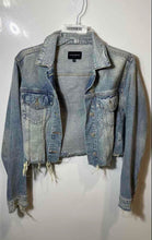 Load image into Gallery viewer, Lucky Brand Womens Blue Crochet Capsule Denim Cropped Trucker Jacket Size XS