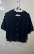 Load image into Gallery viewer, Lucky Brand Womens Dark Blue Short Sleeve Cardigan Sweater Size Medium