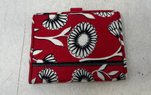 Load image into Gallery viewer, Vera Bradley Womens Red Floral Print Credit Card Passport Holder Bifold Wallet