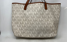 Load image into Gallery viewer, Michael Kors Womens Ivory Brown Monogram Leather Double Handle Tote Bag