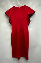 Load image into Gallery viewer, Calvin Klein Womens Red Contrast Trim Flutter Sleeve Back-Zip Sheath Dress Sz 6
