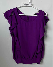 Load image into Gallery viewer, Forever 21 Womens Purple Short Flutter Sleeve Elastic Waistband Blouse Top Sz M