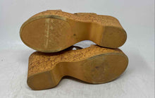 Load image into Gallery viewer, Italian Shoemakers Womens Brown Raffia Leather Wedge Heel Slide Sandals Size 7