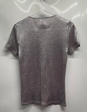 Load image into Gallery viewer, Nine West Womens Silver Pleated Texture Short Sleeve Pullover Blouse Top Size XS