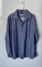 Load image into Gallery viewer, Tommy Hilfiger Mens Blue Long Sleeve Collared Dress Shirt Size 17 1/2
