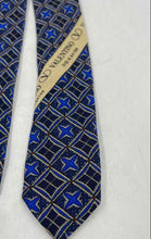 Load image into Gallery viewer, Valentino Cravatte Mens Blue Geometric Print Silk Adjustable Long Designer Tie