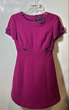 Load image into Gallery viewer, Tahari Womens Berry Color Short Sleeve Round Neck A-Line Dress Size 4P