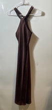 Load image into Gallery viewer, A New Day Womens Brown Satin Sleeveless Halter Neck Long Maxi Dress Size Small