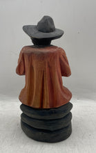 Load image into Gallery viewer, Brown Man With Hat Decor Collectible Hand Carved Statue Wood Figure