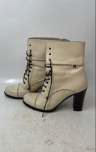 Load image into Gallery viewer, Charles David Womens Ivory Brown Round Toe Block Ankle Boots Size 8.5