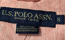 Load image into Gallery viewer, US Polo Assn. Mens Light Pink Striped Cotton Short Sleeve Button-Up Shirt Size S