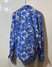 Load image into Gallery viewer, Hugo Boss Mens Blue White Floral Pointed Collar Long Sleeve Button-Up Shirt Sz M