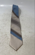 Load image into Gallery viewer, Oleg Cassini Mens Gray And Blue Striped Pattern Formal Pointed Tie