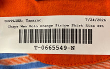 Load image into Gallery viewer, Chaps Mens Orange Striped Cotton Short Sleeve Spread Collar Polo Shirt Size XXL