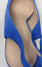 Load image into Gallery viewer, BCBGeneration Womens Blue Suede Bow Pointed Toe Slip-On Slingback Heels Size 10