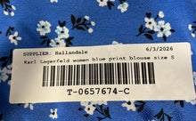 Load image into Gallery viewer, Karl Lagerfeld Womens Blue Floral Print V-Neck Button Front Blouse Top Size S