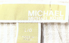 Load image into Gallery viewer, Michael Kors Womens Brown Beige Striped Print Side Tie Button-Up Shirt Size L