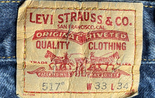 Load image into Gallery viewer, Levi's Mens 517 Blue Cotton Denim Medium Wash Bootcut Leg Jeans Size 33x34