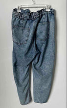 Load image into Gallery viewer, Zara Womens Blue Denim Light Wash Stretch Slash Pocket Paperbag Jeans Size 8