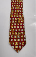 Load image into Gallery viewer, Givenchy Mens Red Yellow Geometric Print Silk Keeper Loop Adjustable Pointed Tie