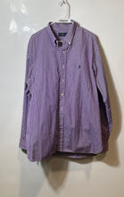 Load image into Gallery viewer, Ralph Lauren Mens Purple White Striped Long Sleeve Dress Shirt Size 17.5