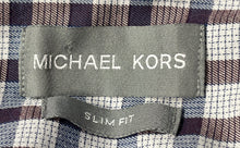 Load image into Gallery viewer, Michael Kors Mens Multicolor Plaid Cotton Slim Fit Dress Shirt Size L 16 32/33